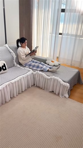 🛋️ Sofa Makeover Transformation | Elegant Houndstooth Sofa Cover Setup ✨