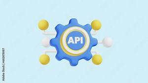 API Setting 3D Icon: Ideal for business, technology, websites, apps, education, marketing. Modern 3D design animation.