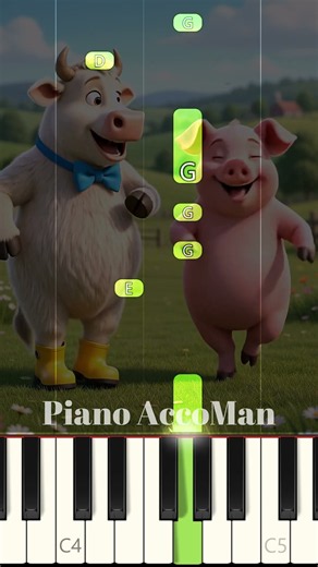 🐮🐷 Animal Sounds Song - The Singing Walrus Piano Tutorial Short #beginnerpiano #easypiano