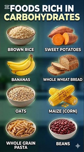 Top 8 Carbohydrate Foods for Energy & Strength 💪 #healthyfood #healthtips