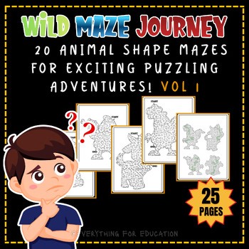 Wild Maze Journey: 20 Animal Shape Mazes for Exciting Puzzling Adventures! Vol 1