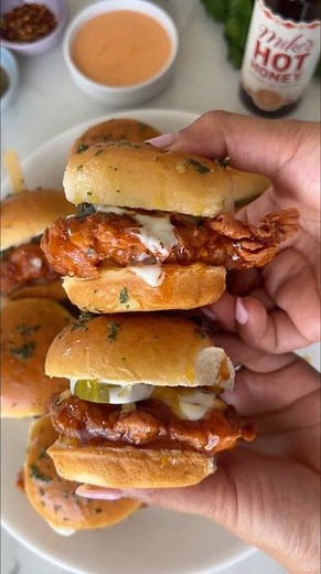 Hot Honey Chicken Sliders 🌶️ 🍯 🍗