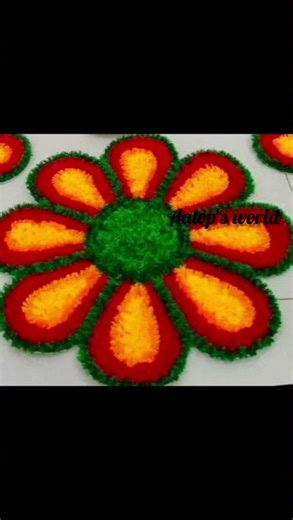 Flower design in woolen mat rangoli for diya #handmade #woolencraft #woolenflower