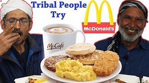 Tribal People Try McDonald's Breakfast 🍟🍔 #mcdonalds #fastfood #react | Tribal People Try