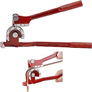 KEWAYO Tubing Tube Bender - Aluminum, Copper, and Steel - 1/4In, 5/16In, 3/8In - for Fuel, Brake Line - 3-Way 180 Degree Tubing Bender