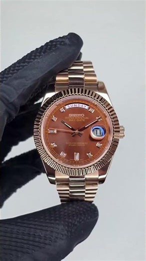 Seiko Rose Gold Chocolate Day-Date Gem Dial Mod