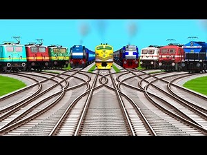 9 Trains Crossing On Bumpy Forked Railroad Crossing Tracks | @NTG | train simulator classic