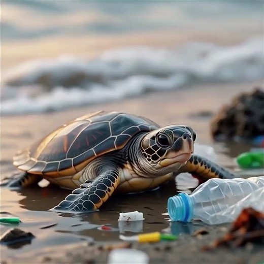 This sea turtle was drowning in plastic #plasticpollution #turtlerescue