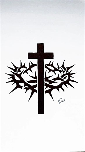 ✝️ How To Draw Holy Cross And Crown Stencil Art' Drawing |
