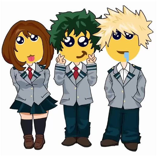 awwwwwwww so cute throwbacks to my tiktok emoji series #mha #bnha #fyp #dur #cute ochaco looks the cutest and bakigo is the ugliest and izuku is just there ig