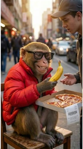 Bandar Ne Order Kiya Pizza…Par Uske Pass Kela Tha! 🍌😂 ..#bandar #funny #monkeyvideo #shorts