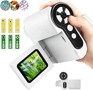 Microscope for Kids, [3-in-1] 1000X Handheld Mini Scope with 2" LCD Screen, Portable Miniscope for Kids 8-12 Halloween Christmas Birthday Edu Gifts, 32GB TF Card Included