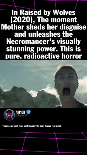In Raised by Wolves 2020, The moment Mother sheds her disguise and unleashes the Necromancer's visua
