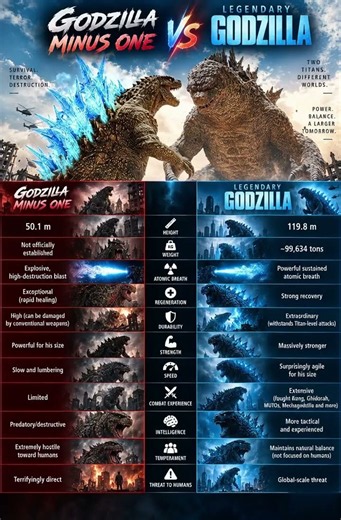 Godzilla Minus One vs Legendary Godzilla