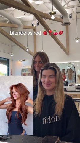 Chrissy Ellingson Rasmussen on Instagram: "Blonde vs red 💋❤️🌹❣️🍓 @kendy.du’s formula & many others NOW on our @habiteducation app! Download now! Linked in my bio & stories! Our red hot inspo ALWAYS @julia.hatchh @kendy.du wearing @habithiddenextensions & @habithairx hidden wefts in pumpkin spice 💫⭐️"