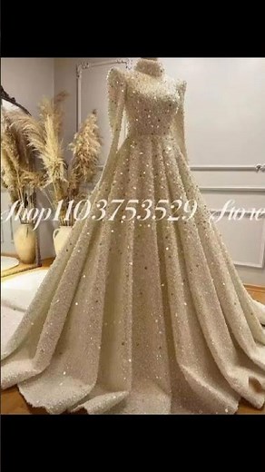 Luxury Sparkling Muslim Evening Gown ✨ High Neck A-Line Prom Dress 2025 👑