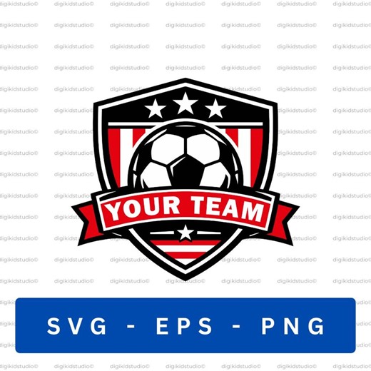 Soccer Team Logo SVG, Football Club Badge SVG, Sports Shield Emblem, Soccer Ball Logo Template, Cricut Cut File, Team Logo Design - Etsy