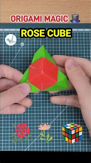 Amazing Easy ROSE CUBE Origami , Diy paper TUTORIAL (장미 꽃 종이접기) #shorts #shortvideo #origami