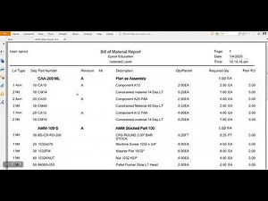 Epicor Kinetic ERP BAQ Multi Level BOM by List Of Part