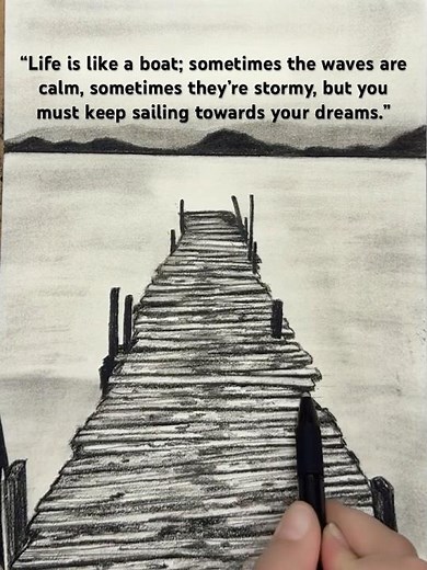 How to Draw a Dock and Boat on a Lake | Charcoal Art Tutorial for Beginners | Easy Step by Step