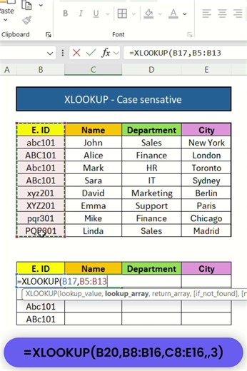 Case-Sensitive XLOOKUP in Excel Using REGEX (No EXACT Function) #excel #biwithexcel #xlookup