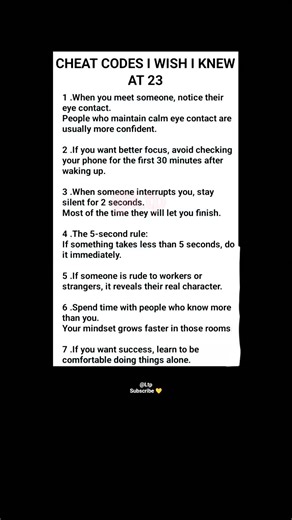 7 Cheat Codes Wish I Knew At 23🌐🧭🪂 #shortsfeed #shortsviral #life #love #lifelessons #bodylanguage