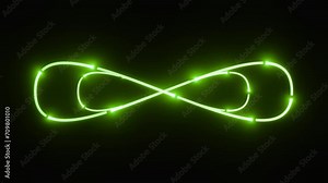 Vidéo Stock Neon infinity sign. 3D render seamless loop animation. Abstract background with infinity sign. Digital background. Seamless loop. Infinity symbol appears of multiple glowing lines, animated figure