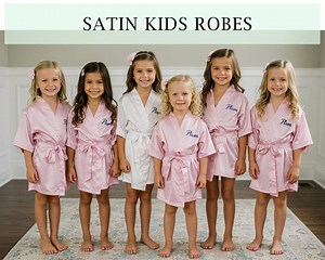 Flower Girl Satin Robes | Personalized Kids Robes | Bridal Robes | Bridal Party Robes | Bridesmaid Gift | Satin Robe | Birthday Party Robes - Etsy UK