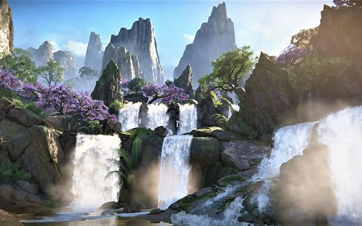 ps4游戏中超级壮观的瀑布，简直鬼斧神工！太美了！太逼真了！amazing