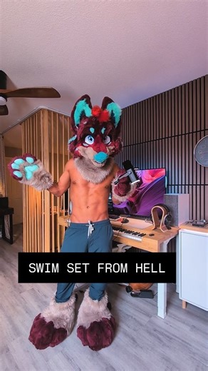 Rorschach on Instagram: "Swim furs: what's the hardest, most revolting set you've ever done? This one's up there for me. I'm a sprinter, I don't handle distance threshold well. #furrytrash #furrycommunity #furry #furrytiktok #fursuit #anthro #cosplay #foxfurry #gymfur #gymfurry #swimstagram"