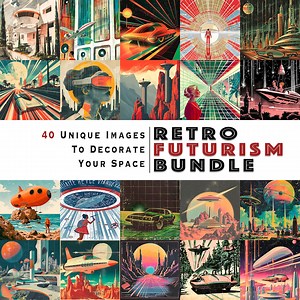 Retro-futurism Digital Art Prints Bundle for Wall Decor Posters - Etsy