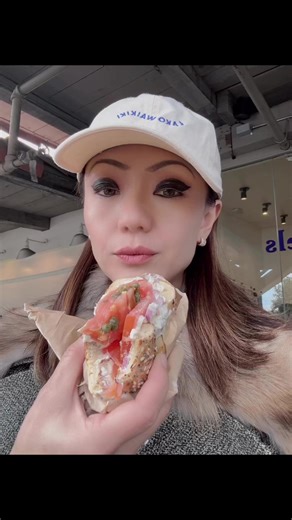 The perfect chew on a bagel plus the correct ratio of cream cheese to lox. Heavenly ❤️ | Kathy Fang
