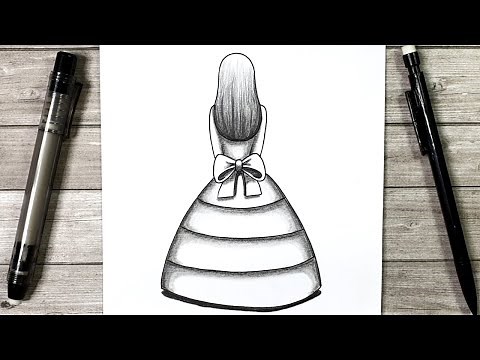 Kleider Zeichnen : Wie zeichnet man eine junge Frau mit einem Kleid