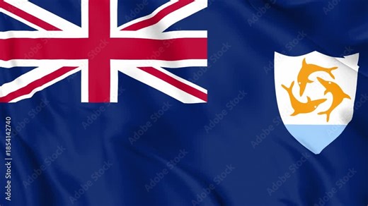 Realistic Anguilla Flag Waving, 4K Seamless Loop, 3D Animation of British Overseas Territory Symbol