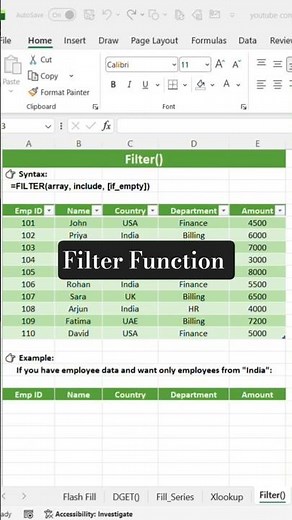 FILTER Function in Excel | Extract Data Instantly 🔍 #Excel #FilterFunction #DataAnalytics