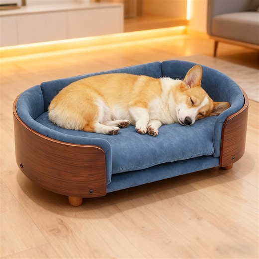 Tucker Murphy Pet™ Luxury Solid Wood Dog Bed With Legs And Bent Wood Back | Wayfair