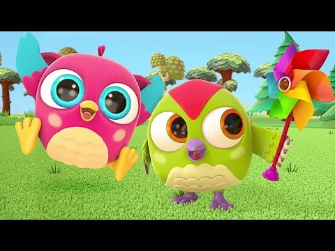 Baby cartoons & baby toys. Hop Hop the Owl & a pinwheel. Kids learning videos.