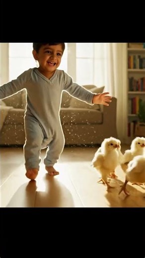 Baby Walks… and Chicks Follow! 😍🐥 Adorable Friendship