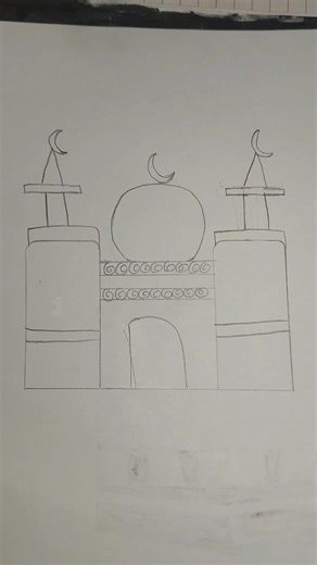 Beautiful Mosque Drawing Easy Step by Step |Islamic Art Pencil Sketch#mosquedrawing#islamicart#short