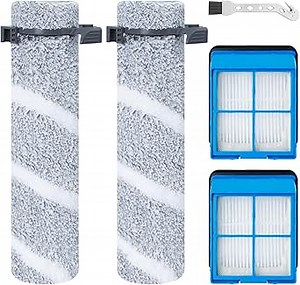 Replacement Brush Roller and HEPA Filter for Bissell CrossWave OmniForce Edge Cordless Multi-Surface Hard Floor Cleaner Wet Dry Vacuum(3930F), 2 Brush Roller, 2 HEPA Filters, 1 Cleaning Brush