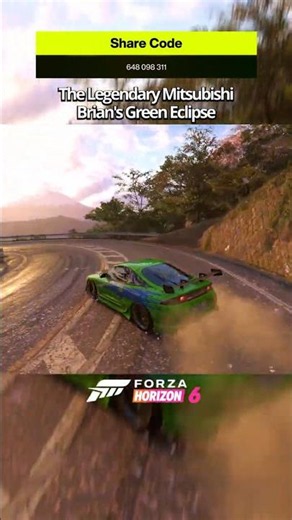 LEGENDARY Brian's Green Eclipse Drift Setup in FH6!🤯 #forzahorizon6 #jdm #drifting