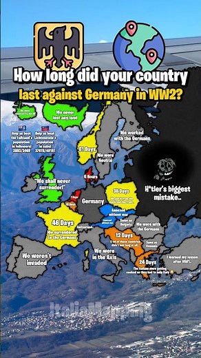 How long did your country last against Germany in WW2? | ItaliaMapping #fypシ゚viral #geography #map