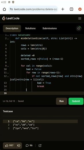 Delete Columns to Make Sorted II | Python Programming | Coders Point