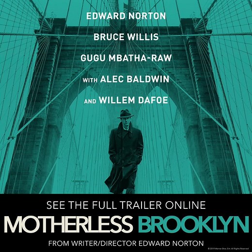 228 reactions · 18 shares | Watch intrigue and drama unfold in the trailer for MOTHERLESS BROOKLYN starring Writer/Director Edward Norton, Bruce Willis, Gugu Mbatha-Raw, with Alec Baldwin and Willem Dafoe. Only in cinemas December 5. | Roadshow | Facebook