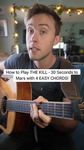How to play The Kill by 30 Seconds to Mars with 4 easy chords! #fyp #songlesson #chords #guitarlesson #guitartok #thekill #30secondstomars #thirtysecondstomars
