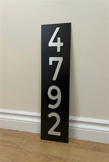 Modern Black Vertical Address Sign, Custom Silver Address Plaque - Etsy
