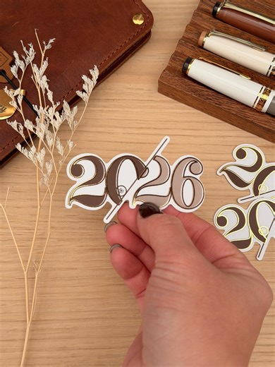 2026 Year Stickers Vinyl | Neutral 2026 Number | FOILED Waterproof Semi Transparent Matte Die Cut Stickers for Journals and Planners - Etsy UK