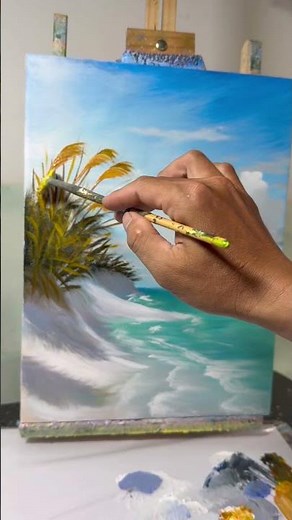 Fast Painting: Beachside Reed Grass & Ocean Breeze | Acrylic Brush Fan Technique