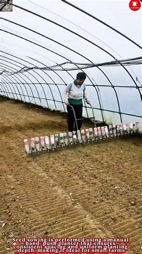 Manual Seed Sowing Work – with Hand Push Seed Planter Tool #work