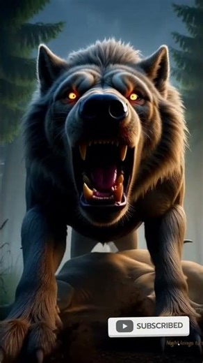 Giant Wolf Night Hunt Full Moon Forest Kill Scene Dark Horror Cinematic AI | MonikaEntertainment AI